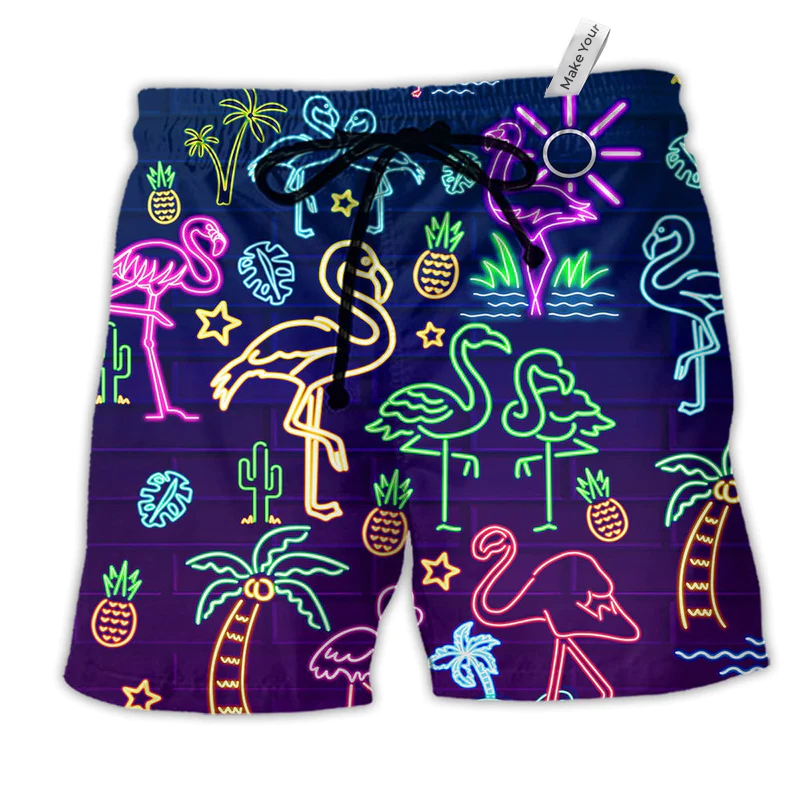 Beach Short / Adults / S Flamingo Stand Tall And Dream Big Stunning - Beach Short Reefox - Owls Matrix LTD