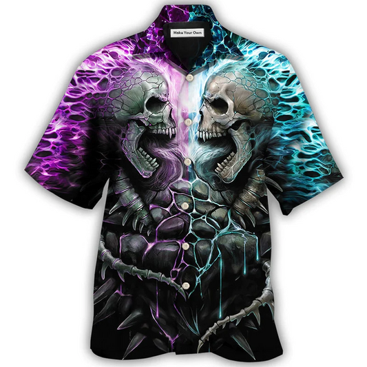 Hawaiian Shirt / Adults / S Skull Flaming Skull Style - Hawaiian Shirt - Reefox
