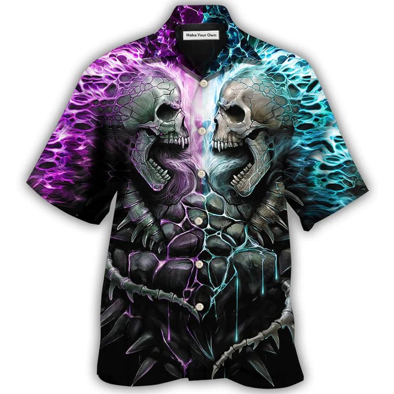 Hawaiian Shirt / Adults / S Skull Flaming Skull Style - Hawaiian Shirt - Reefox