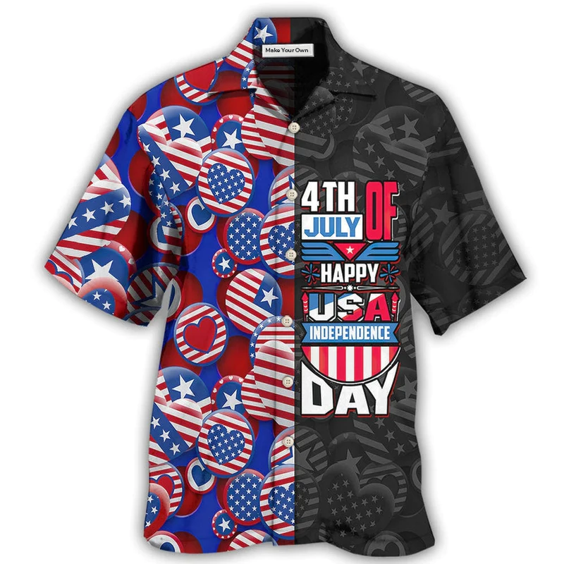 Hawaiian Shirt / Adults / S America Independence Day Fourth Of July Happy USA - Hawaiian Shirt - Reefox