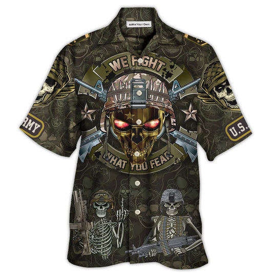 Hawaiian Shirt / Adults / S Veteran We Fight What You Fear Skull - Hawaiian Shirt - Reefox