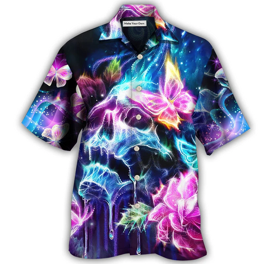 Hawaiian Shirt / Adults / S Skull Butterfly Flower Dream Lighting - Hawaiian Shirt - Reefox