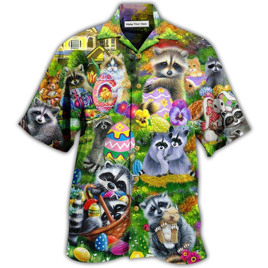 Hawaiian Shirt / Adults / S Raccoon Animals I Am Just Here For The Eggs Harmony - Hawaiian Shirt - Reefox