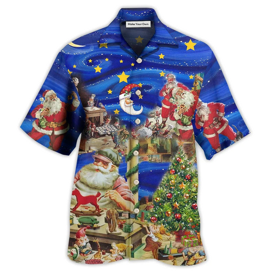 Hawaiian Shirt / Adults / S Christmas Night Santa's Toy Workshop - Hawaiian Shirt - Reefox