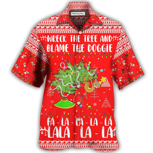 Hawaiian Shirt / Adults / S Cat Wreck The Tree Christmas Red Style - Hawaiian Shirt - Reefox