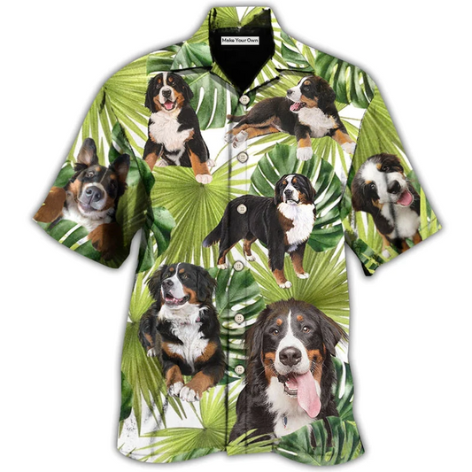 Hawaiian Shirt / Adults / S Bernese Mountain Dog Tropical Leaf Lover - Hawaiian Shirt - Reefox