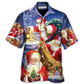 Hawaiian Shirt / Adults / S Christmas Funny Santa Claus Up On Rooftop Art Style - Hawaiian Shirt - Reefox