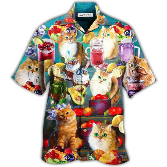 Hawaiian Shirt / Adults / S Cat Fresh Your Day With Smoothies - Hawaiian Shirt - Reefox