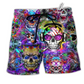 Beach Short / Adults / S Hippie Skull Color Flowers - Beach Short Reefox - Owls Matrix LTD