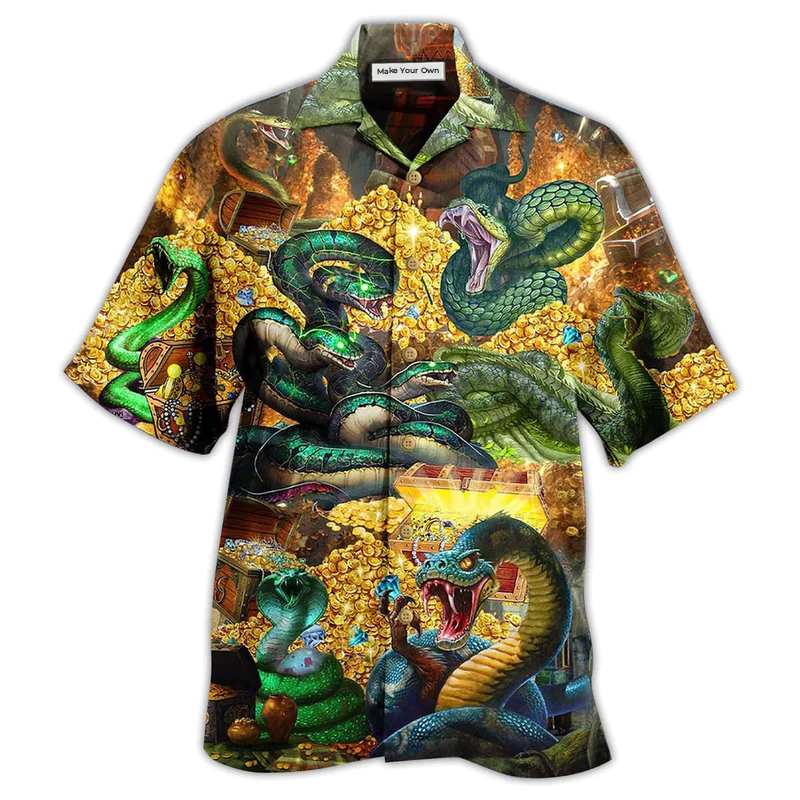 Hawaiian Shirt / Adults / S Snake Love Gold Cool - Hawaiian Shirt - Reefox