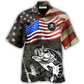 Hawaiian Shirt / Adults / S Fishing US Flag Flying Retro Style - Hawaiian Shirt - Reefox