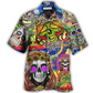 Hawaiian Shirt / Adults / S Hippie Skull Rock And Roll - Hawaiian Shirt - Reefox