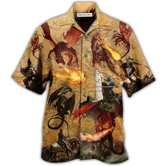 Hawaiian Shirt / Adults / S Dragon Love Life Fighting The Knights - Hawaiian Shirt - Reefox