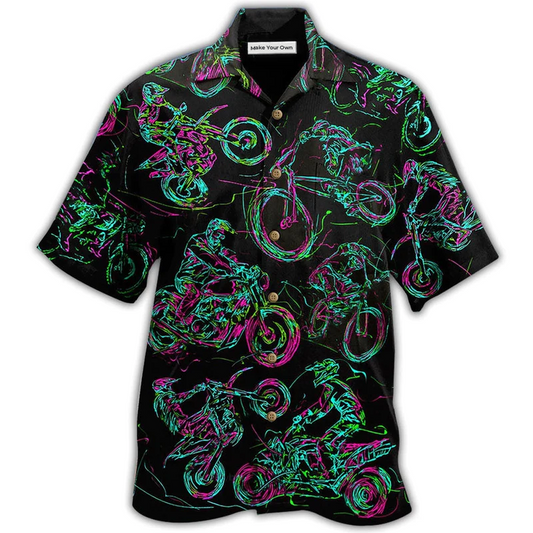Hawaiian Shirt / Adults / S Motorcycle Lover Neon Light - Hawaiian Shirt - Reefox