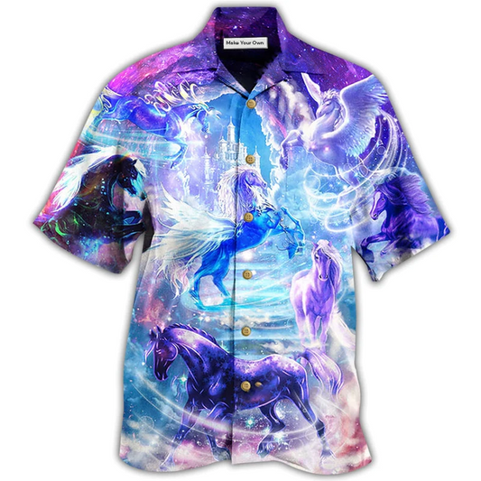 Hawaiian Shirt / Adults / S Horse Fly To The Galaxy - Hawaiian Shirt - Reefox