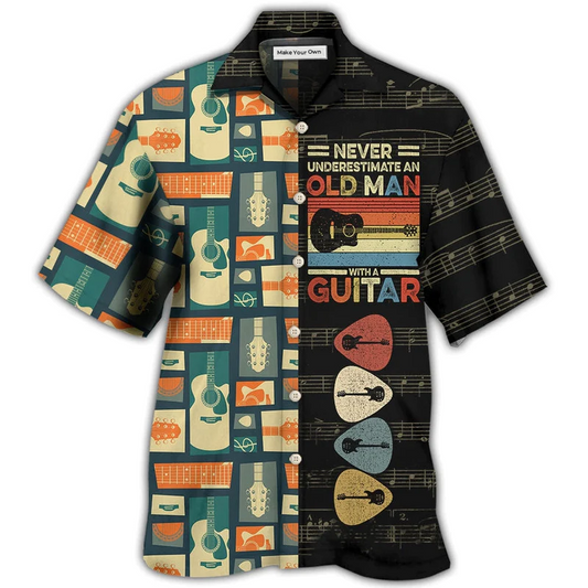 Hawaiian Shirt / Adults / S Guitar Never Underestmate An Old Man With A Guitar - Hawaiian Shirt - Reefox