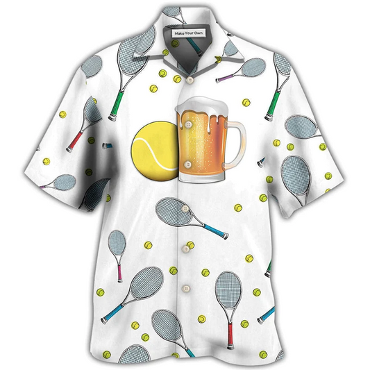 Hawaiian Shirt / Adults / S Beer I Like Beer And Tennis And Maybe 3 People - Hawaiian Shirt - Reefox