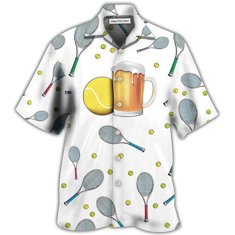 Hawaiian Shirt / Adults / S Beer I Like Beer And Tennis And Maybe 3 People - Hawaiian Shirt - Reefox