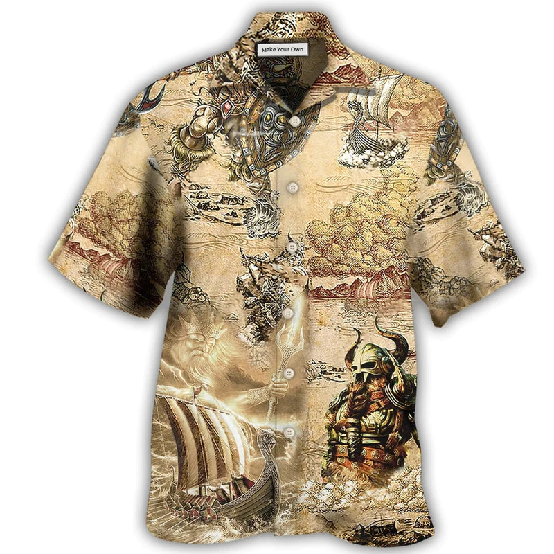 Hawaiian Shirt / Adults / S Viking Map War Vintage - Hawaiian Shirt - Reefox