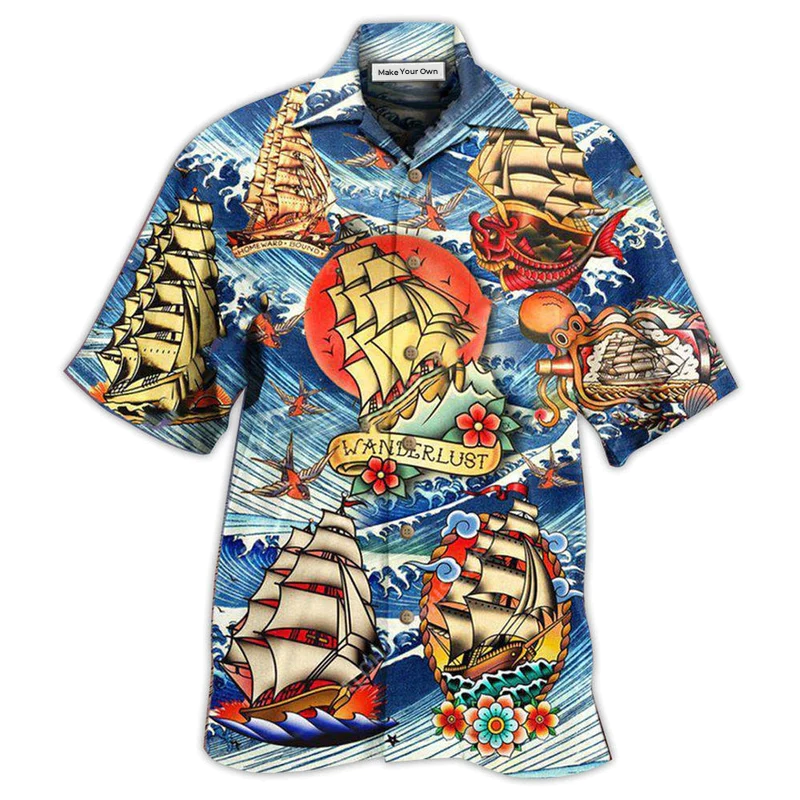 Hawaiian Shirt / Adults / S Sailing Lets Go Somewhere Stars Kiss The Ocean - Hawaiian Shirt - Reefox