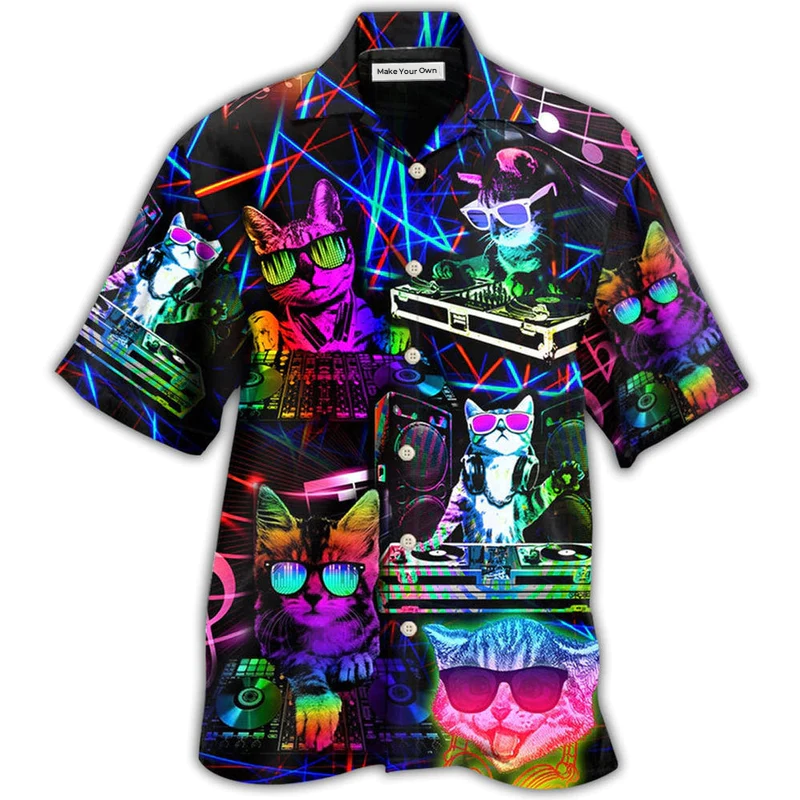 Hawaiian Shirt / Adults / S Cat DJ Cool Life - Hawaiian Shirt - Reefox