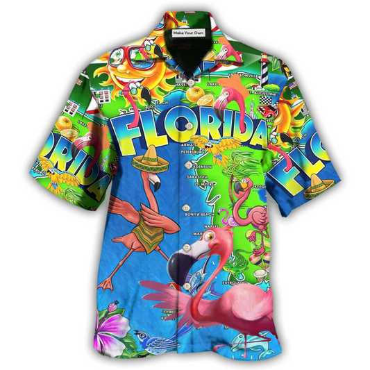 Hawaiian Shirt / Adults / S Flamingo Go To Florida To See Flamingo - Hawaiian Shirt - Reefox