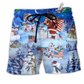 Beach Short / Adults / S America Merry Xmas Funny - Beach Short Reefox - Owls Matrix LTD