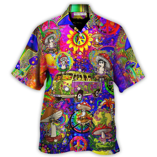 Hippie Mushroom Peace Life Be Hippie Amazing Style - Hawaiian Shirt - Reefox