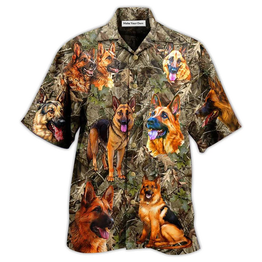 Hawaiian Shirt / Adults / S German Shepherd Dog Love Hunting - Hawaiian Shirt - Reefox