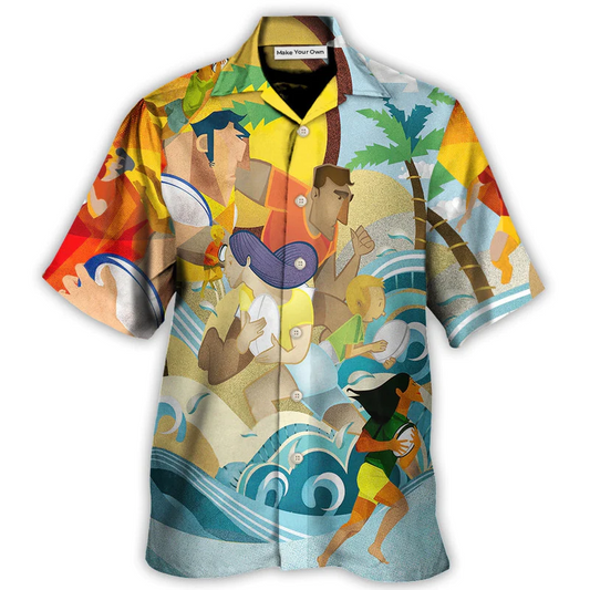 Hawaiian Shirt / Adults / S Rugby Beach Sports Beach Rugby Family Fight - Hawaiian Shirt - Reefox