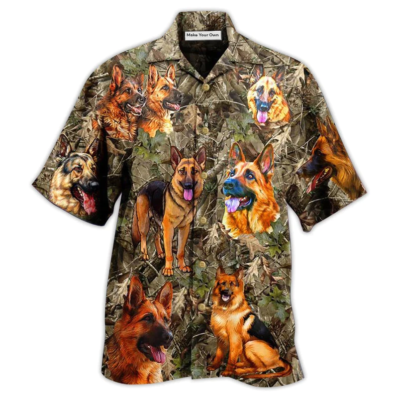 Hawaiian Shirt / Adults / S German Shepherd Dog Love Hunting - Hawaiian Shirt - Reefox