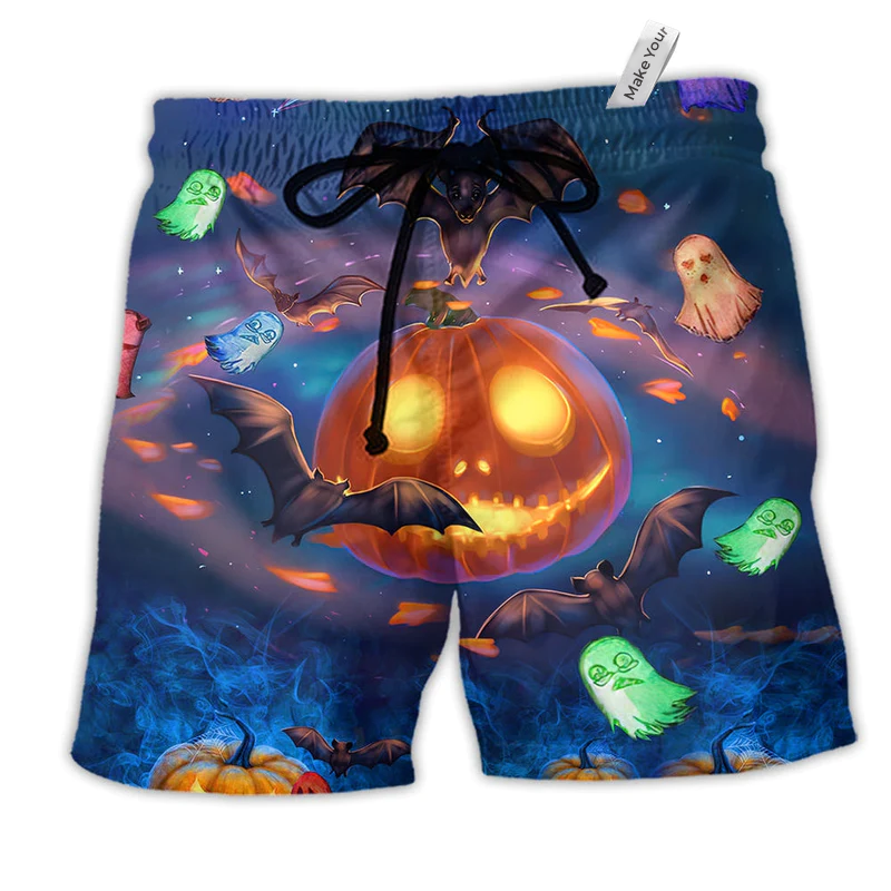Beach Short / Adults / S Halloween Glowing Pumpkins By Night - Beach Short Reefox - Owls Matrix LTD