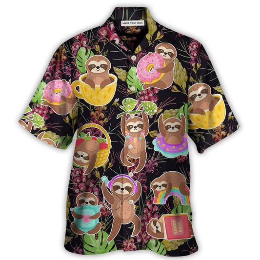 Sloth Cute Funny Tropical Vibe Art - Hawaiian Shirt - Reefox