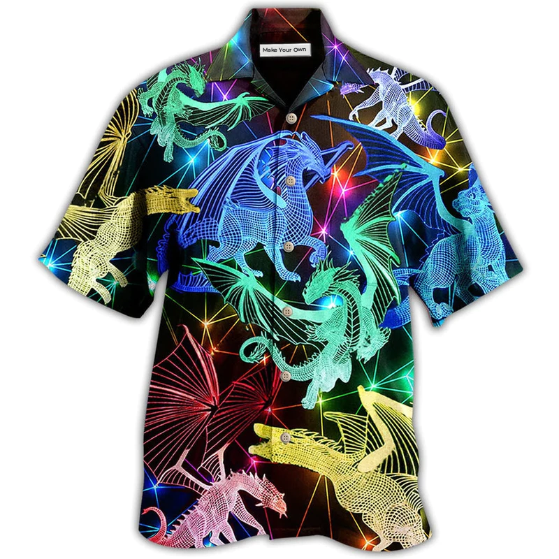 Hawaiian Shirt / Adults / S Dragon Neon Love Life Neon Style - Hawaiian Shirt - Reefox