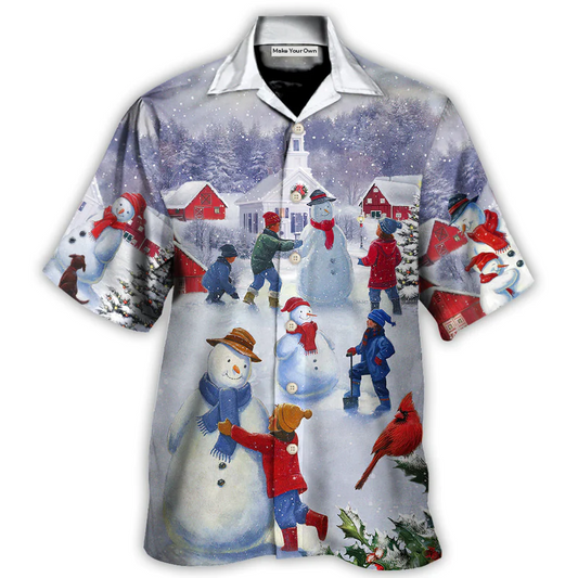 Hawaiian Shirt / Adults / S Christmas Children Love Snowman In The Christmas Town - Hawaiian Shirt - Reefox