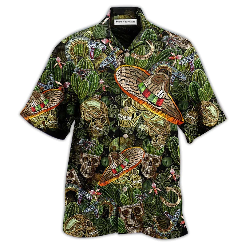 Hawaiian Shirt / Adults / S Skull Love Cactus Style - Hawaiian Shirt - Reefox