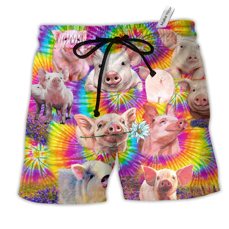 Beach Short / Adults / S Pig Animals Easily Distracted By Piggy Very Cute - Beach Short Reefox - Owls Matrix LTD