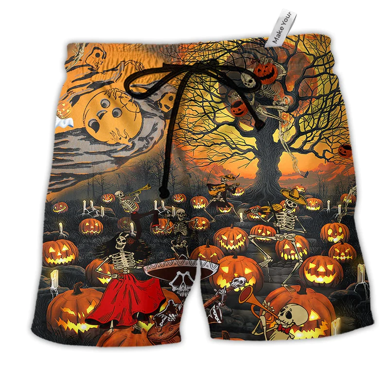 Beach Short / Adults / S Halloween Skull Darkness Overnight - Beach Short Reefox - Owls Matrix LTD