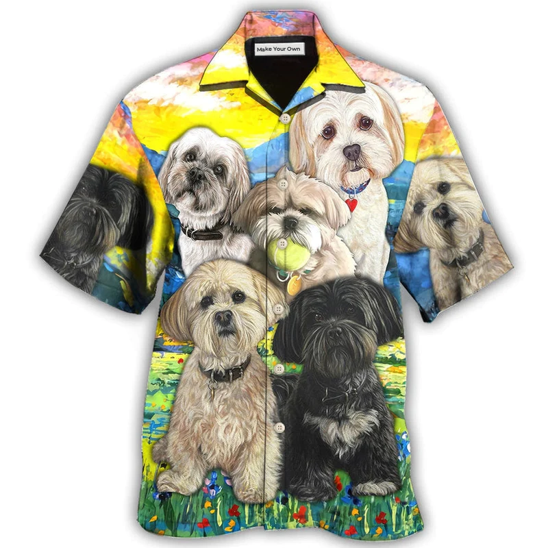 Hawaiian Shirt / Adults / S Lhasa Apso Art Dog Lovely - Hawaiian Shirt - Reefox
