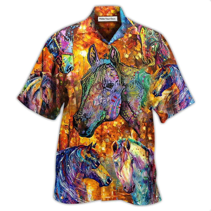 Hawaiian Shirt / Adults / S Horse Better With A Horse Color Painting - Hawaiian Shirt - Reefox