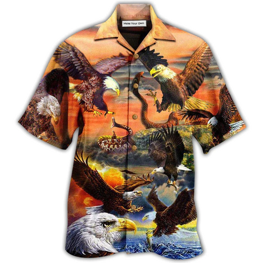 Hawaiian Shirt / Adults / S Eagle By Blood A Hunter By Heart A King Of Sunset Sky - Hawaiian Shirt - Reefox