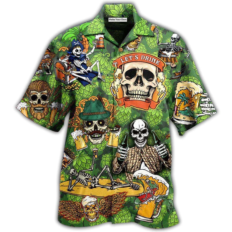 Hawaiian Shirt / Adults / S Beer It's Beer Time Skull - Hawaiian Shirt - Reefox