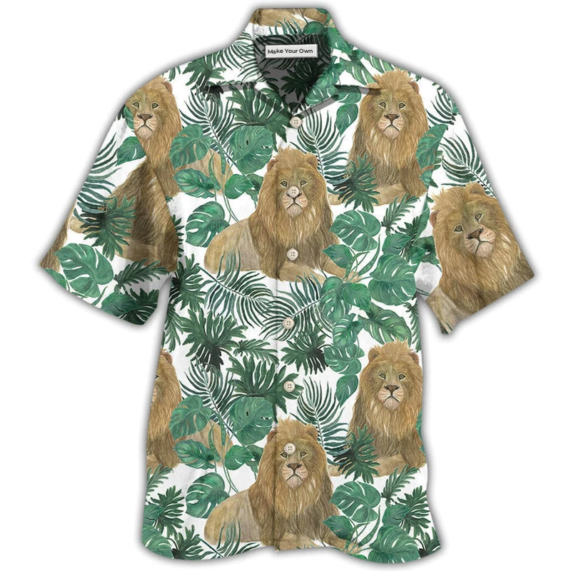 Hawaiian Shirt / Adults / S Lion So Cute Style With Tropical Leaf - Hawaiian Shirt - Reefox