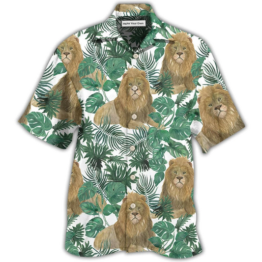 Hawaiian Shirt / Adults / S Lion So Cute Style With Tropical Leaf - Hawaiian Shirt - Reefox