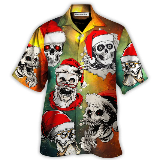 Hawaiian Shirt / Adults / S Christmas Bad Santa Skull Love Xmas Galaxy - Hawaiian Shirt - Reefox