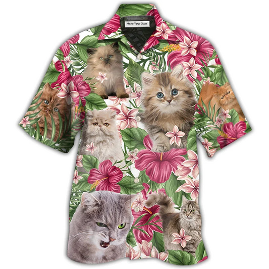 Hawaiian Shirt / Adults / S Cat Tropical Floral Persisan Cat - Hawaiian Shirt - Reefox