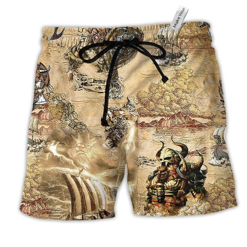 Beach Short / Adults / S Viking Map War Style - Beach Short Reefox - Owls Matrix LTD