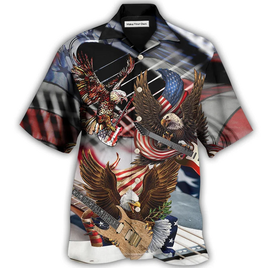 Hawaiian Shirt / Adults / S Guitar Independence Day Eagle - Hawaiian Shirt - Reefox
