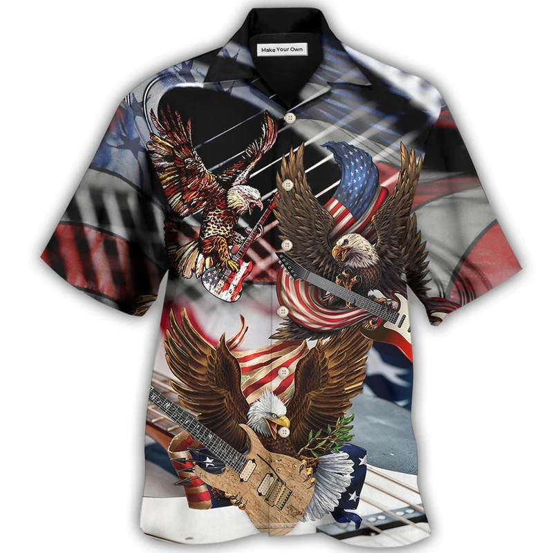 Hawaiian Shirt / Adults / S Guitar Independence Day Eagle - Hawaiian Shirt - Reefox
