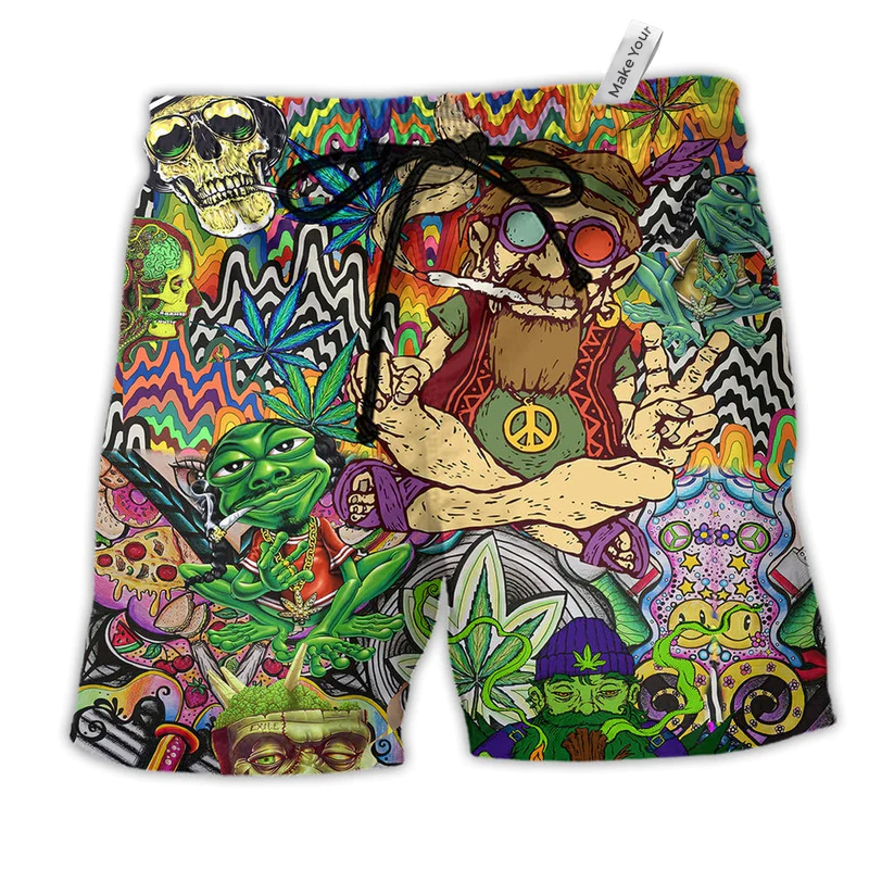 Beach Short / Adults / S Hippie Feel Freedom From Smoking - Beach Short Reefox - Owls Matrix LTD